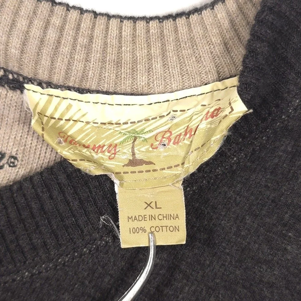 Tommy Bahama Men's Pullover Sweater Size XL V‎ Neck Cotton Gray